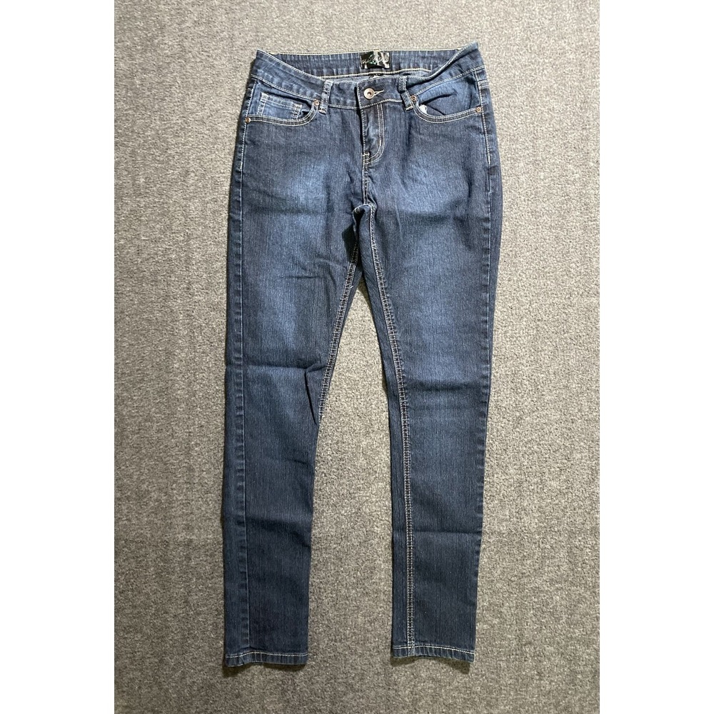 Rebel By Right Womens Skinny Stretch Jeans Dark Wash Blue Low Rise Size 9